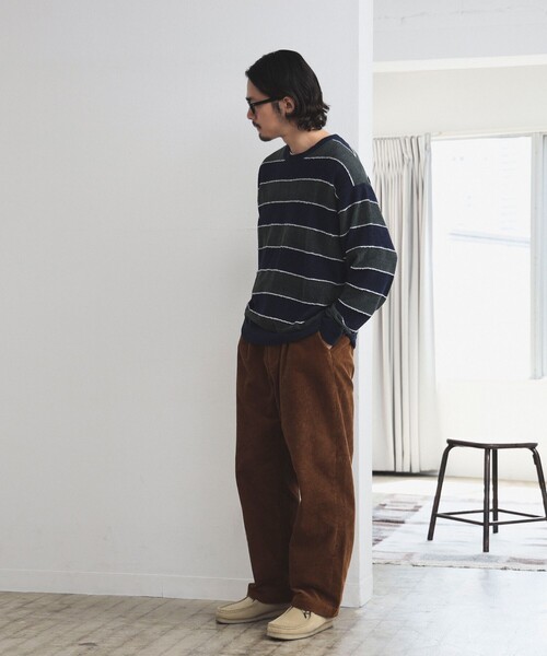 B:MING by BEAMS（ビーミングバイビームス）の「B:MING by BEAMS / モール ボーダー クルーネック ニット(キッズサイズ展開あり)（ニット/セーター・メンズ・ブラウン/ネイビー・SMALL/MEDIUM/LARGE/X-LARGE）」の7枚目の写真