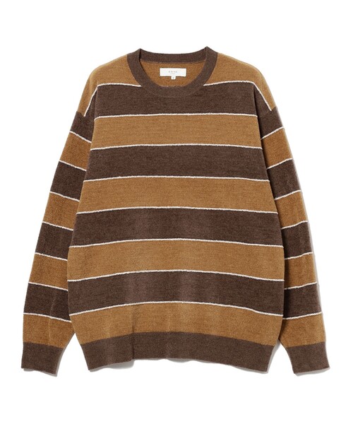 B:MING by BEAMS（ビーミングバイビームス）の「B:MING by BEAMS / モール ボーダー クルーネック ニット(キッズサイズ展開あり)（ニット/セーター・メンズ・ブラウン/ネイビー・SMALL/MEDIUM/LARGE/X-LARGE）」の19枚目の写真