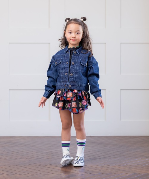 BIG FIELD(ビッグフィールド)の「ボリュームスリーブデニムジャケット(90~150cm)(デニムジャケット・キッズ・ネイビー・140/150/110/90/100/130/120)」の2枚目の写真