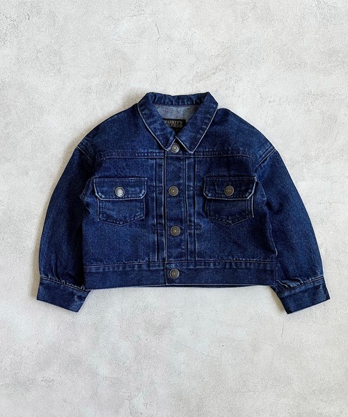 BIG FIELD(ビッグフィールド)の「ボリュームスリーブデニムジャケット(90~150cm)(デニムジャケット・キッズ・ネイビー・140/150/110/90/100/130/120)」の4枚目の写真