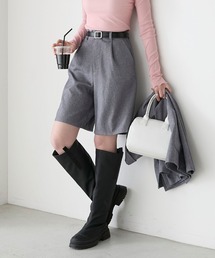【セットアップ対応】 クラシックハイウエストタックショートパンツ