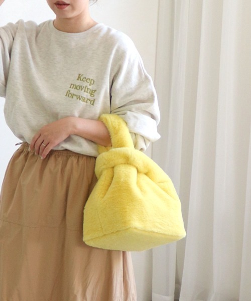 T・S・L(ティーエスエル)の「エコファーショッパーバッグ(トートバッグ・レディース・サックスブルー/レオパード/チャコールグレー/グレイッシュベージュ/レモンイエロー/コーラルピンク・FREE)」の10枚目の写真