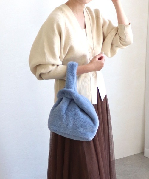 T・S・L(ティーエスエル)の「エコファーショッパーバッグ(トートバッグ・レディース・サックスブルー/レオパード/チャコールグレー/グレイッシュベージュ/レモンイエロー/コーラルピンク・FREE)」の18枚目の写真