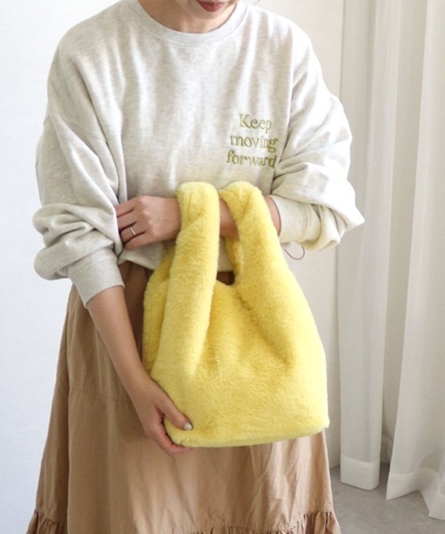 T・S・L(ティーエスエル)の「エコファーショッパーバッグ(トートバッグ・レディース・サックスブルー/レオパード/チャコールグレー/グレイッシュベージュ/レモンイエロー/コーラルピンク・FREE)」の11枚目の写真