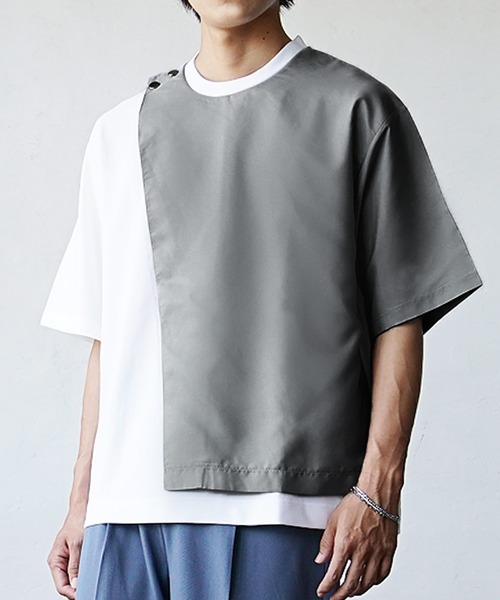 アシメが作るモードな雰囲気】バイカラーオーバーサイズTシャツ
