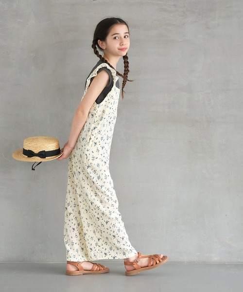 セール】キッズ 親子お揃いシボシャーリングフリルオールインワン