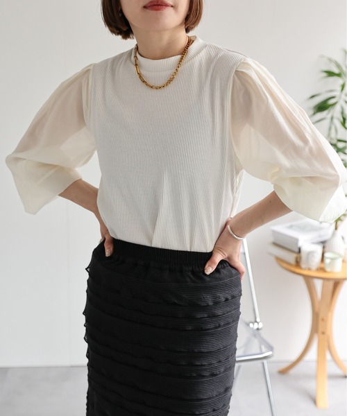 Unoa トップス　S COLLABORATION】unoa / シアートップス（Tシャツ/カットソー