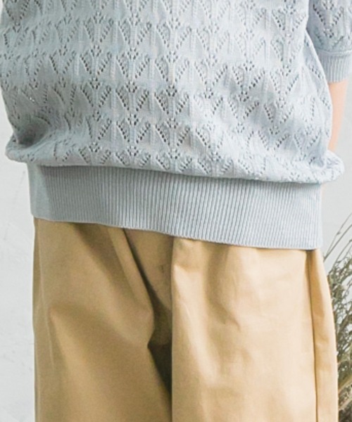 pairmanon（ペアマノン）の「透かし編みパフスリーブサマーニットプルオーバー（ニット/セーター・キッズ・ブルー/ピンク系その他4/ベージュ・S/M/L）」の6枚目の写真