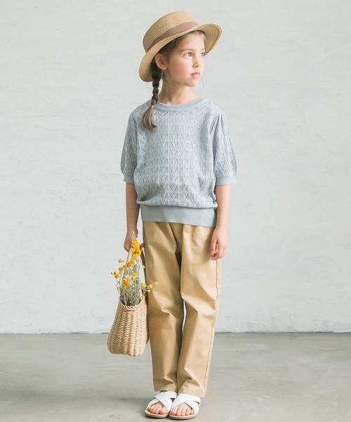 pairmanon（ペアマノン）の「透かし編みパフスリーブサマーニットプルオーバー（ニット/セーター・キッズ・ブルー/ピンク系その他4/ベージュ・S/M/L）」の7枚目の写真