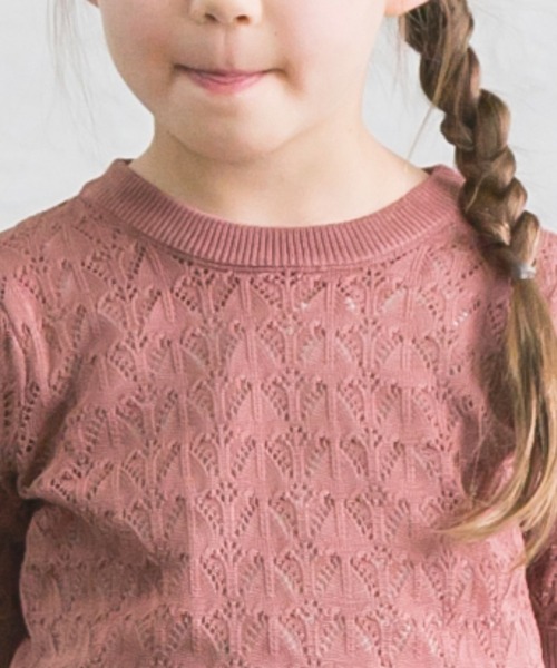 pairmanon（ペアマノン）の「透かし編みパフスリーブサマーニットプルオーバー（ニット/セーター・キッズ・ブルー/ピンク系その他4/ベージュ・S/M/L）」の8枚目の写真