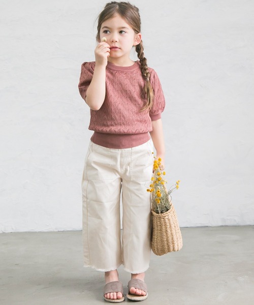 pairmanon（ペアマノン）の「透かし編みパフスリーブサマーニットプルオーバー（ニット/セーター・キッズ・ブルー/ピンク系その他4/ベージュ・S/M/L）」の9枚目の写真