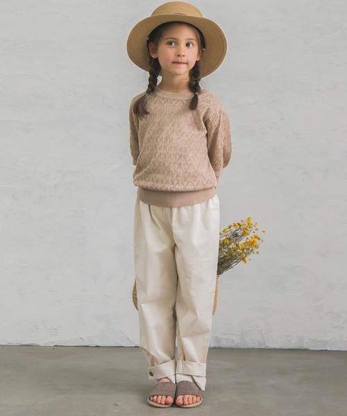 pairmanon（ペアマノン）の「透かし編みパフスリーブサマーニットプルオーバー（ニット/セーター・キッズ・ブルー/ピンク系その他4/ベージュ・S/M/L）」の5枚目の写真