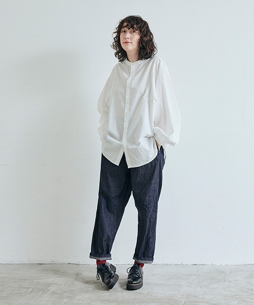 NARU FACTORY（ナルファクトリー）の「8ozムラデニムコージーパンツ（デニムパンツ・レディース・ブラック/インディゴブルー・FREE）」の8枚目の写真