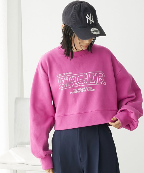 Chaco closet（チャコ クローゼット）の「裏起毛スウェットロゴプリントショート丈プルオーバー（スウェット・レディース・ピンク/オートミール/スミクロ/ネイビー・FREE）」の4枚目の写真