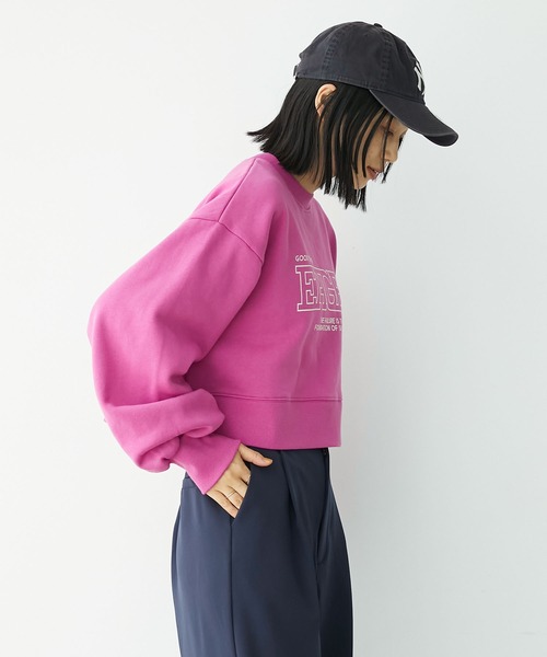 Chaco closet（チャコ クローゼット）の「裏起毛スウェットロゴプリントショート丈プルオーバー（スウェット・レディース・ピンク/オートミール/スミクロ/ネイビー・FREE）」の9枚目の写真