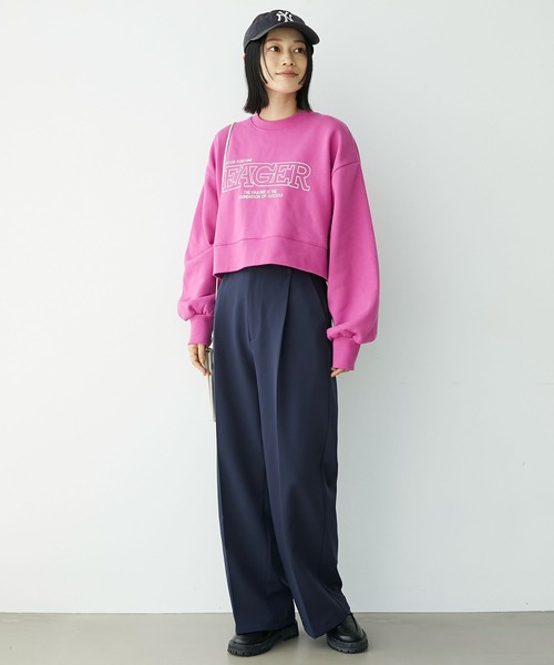 Chaco closet（チャコ クローゼット）の「裏起毛スウェットロゴプリントショート丈プルオーバー（スウェット・レディース・ピンク/オートミール/スミクロ/ネイビー・FREE）」の12枚目の写真