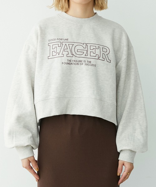 Chaco closet（チャコ クローゼット）の「裏起毛スウェットロゴプリントショート丈プルオーバー（スウェット・レディース・ピンク/オートミール/スミクロ/ネイビー・FREE）」の16枚目の写真