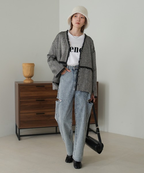 Bab（バブ）の「チェーン付きアンゴラライクバケットハット（ハット・レディース・グレー/オフホワイト・ONESIZE）」の18枚目の写真