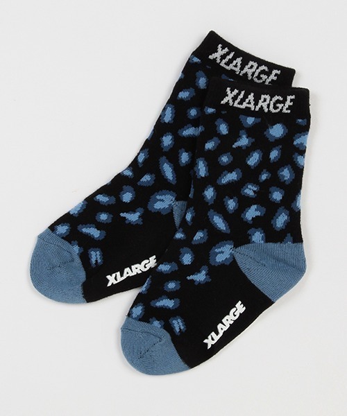 XLARGE KIDS(エクストララージキッズ)の「ヒョウ柄クルーソックス(ソックス/靴下・キッズ・ブラック/ホワイト/ベージュ・13-15cm/15-17cm/17-19cm/19-21cm)」の2枚目の写真