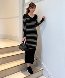 Fashion Letter クロシェレース ロングワンピース 長袖 クロシェ