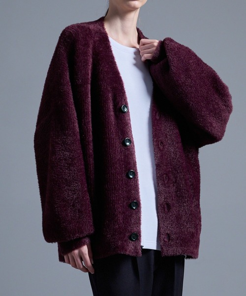 Loose/ルース（ルース）の「ボリュームスリーブ シャギーニットカーディガン（カーディガン/ボレロ・メンズ・チャコールグレー/ワインレッド/グレイッシュベージュ/ダークブラウン・XS/M/L/S）」の16枚目の写真