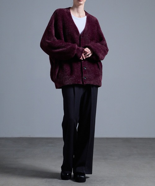 Loose/ルース（ルース）の「ボリュームスリーブ シャギーニットカーディガン（カーディガン/ボレロ・メンズ・チャコールグレー/ワインレッド/グレイッシュベージュ/ダークブラウン・XS/M/L/S）」の6枚目の写真