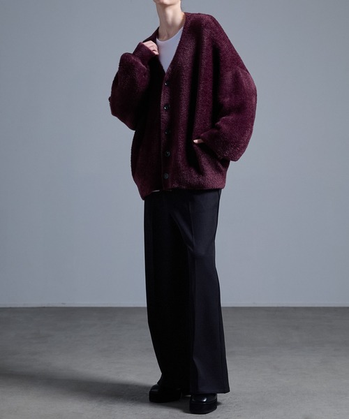 Loose/ルース（ルース）の「ボリュームスリーブ シャギーニットカーディガン（カーディガン/ボレロ・メンズ・チャコールグレー/ワインレッド/グレイッシュベージュ/ダークブラウン・XS/M/L/S）」の7枚目の写真