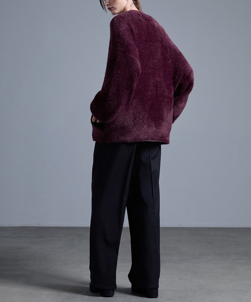 Loose/ルース（ルース）の「ボリュームスリーブ シャギーニットカーディガン（カーディガン/ボレロ・メンズ・チャコールグレー/ワインレッド/グレイッシュベージュ/ダークブラウン・XS/M/L/S）」の8枚目の写真