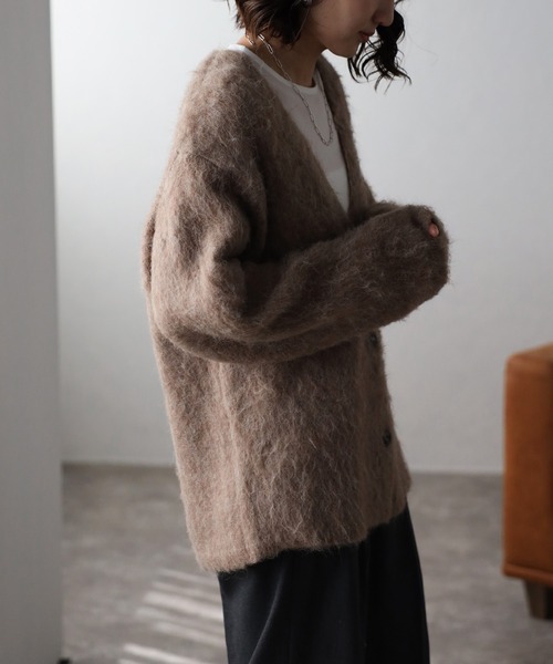 amu amu モヘアステッチカーディガン　ニット KOBE LETTUCE カーディガン ニット レディース 羽織り アウター