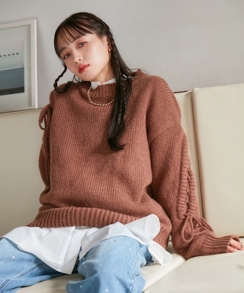 VIS（ビス）の「レースアップリボンニット【WEB・アウトレット限定】（ニット/セーター・レディース・ホワイト系その他5/ブラウン系その他2/グリーン系その他/ピンク系その他2・FREE）」の13枚目の写真