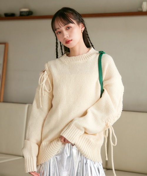 VIS（ビス）の「レースアップリボンニット【WEB・アウトレット限定】（ニット/セーター・レディース・ホワイト系その他5/ブラウン系その他2/グリーン系その他/ピンク系その他2・FREE）」の16枚目の写真