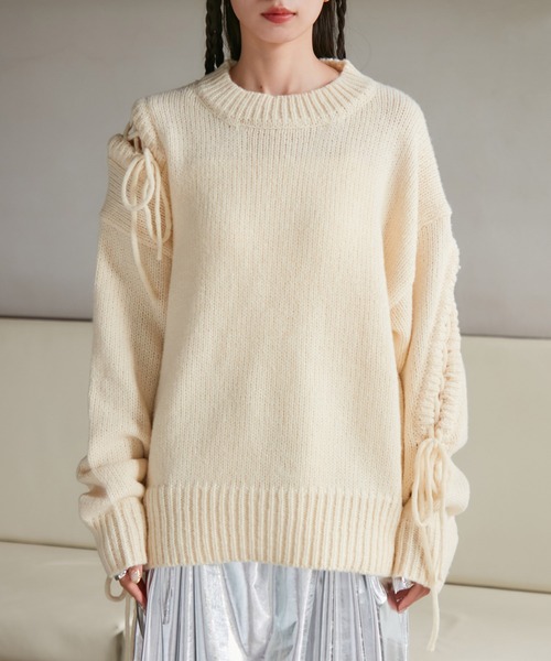 VIS（ビス）の「レースアップリボンニット【WEB・アウトレット限定】（ニット/セーター・レディース・ホワイト系その他5/ブラウン系その他2/グリーン系その他/ピンク系その他2・FREE）」の20枚目の写真