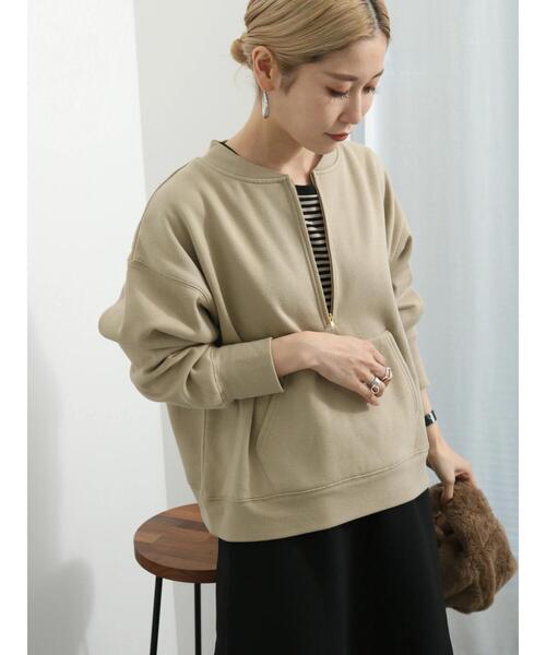 Samansa Mos2 blue（サマンサモスモスブルー）の「◎裏起毛ハーフジッププルオーバー（Tシャツ/カットソー・レディース・チャコールグレー/トップグレー/ベージュ・F）」の3枚目の写真