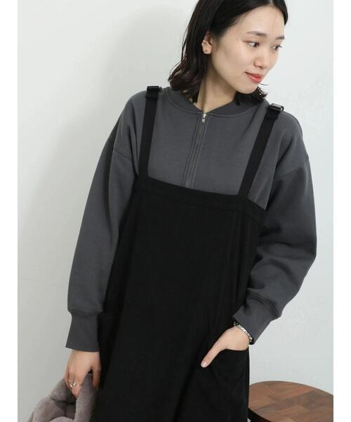 Samansa Mos2 blue（サマンサモスモスブルー）の「◎裏起毛ハーフジッププルオーバー（Tシャツ/カットソー・レディース・チャコールグレー/トップグレー/ベージュ・F）」の4枚目の写真