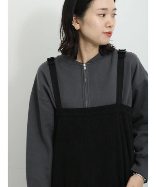 Samansa Mos2 blue（サマンサモスモスブルー）の「◎裏起毛ハーフジッププルオーバー（Tシャツ/カットソー・レディース・チャコールグレー/トップグレー/ベージュ・F）」の6枚目の写真