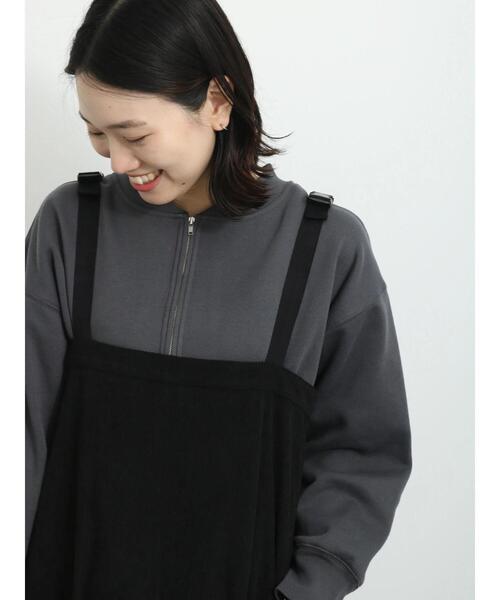 Samansa Mos2 blue（サマンサモスモスブルー）の「◎裏起毛ハーフジッププルオーバー（Tシャツ/カットソー・レディース・チャコールグレー/トップグレー/ベージュ・F）」の7枚目の写真