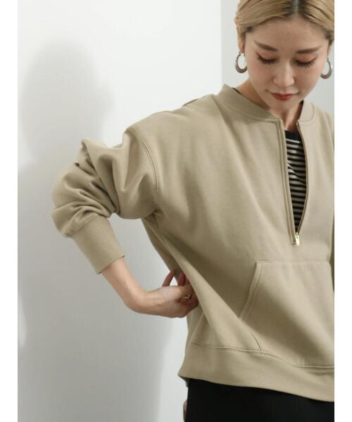 Samansa Mos2 blue（サマンサモスモスブルー）の「◎裏起毛ハーフジッププルオーバー（Tシャツ/カットソー・レディース・チャコールグレー/トップグレー/ベージュ・F）」の10枚目の写真