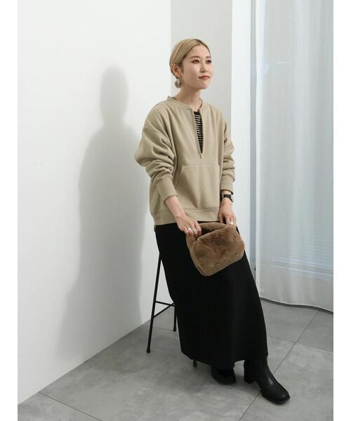 Samansa Mos2 blue（サマンサモスモスブルー）の「◎裏起毛ハーフジッププルオーバー（Tシャツ/カットソー・レディース・チャコールグレー/トップグレー/ベージュ・F）」の13枚目の写真