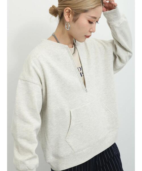 Samansa Mos2 blue（サマンサモスモスブルー）の「◎裏起毛ハーフジッププルオーバー（Tシャツ/カットソー・レディース・チャコールグレー/トップグレー/ベージュ・F）」の16枚目の写真