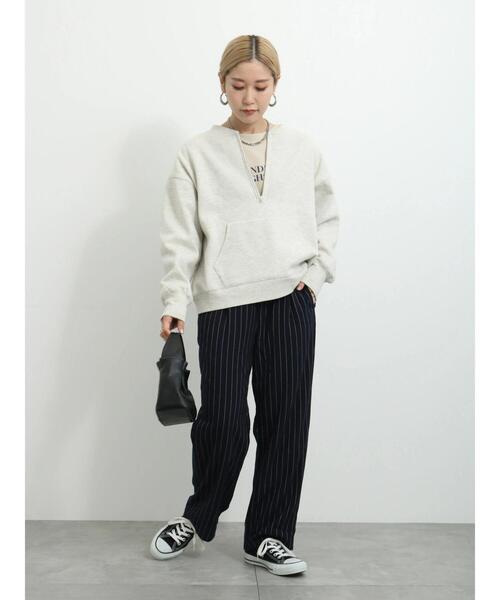 Samansa Mos2 blue（サマンサモスモスブルー）の「◎裏起毛ハーフジッププルオーバー（Tシャツ/カットソー・レディース・チャコールグレー/トップグレー/ベージュ・F）」の17枚目の写真