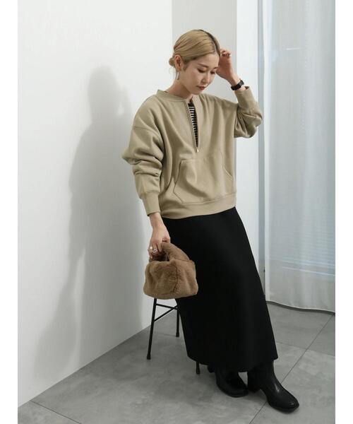 Samansa Mos2 blue（サマンサモスモスブルー）の「◎裏起毛ハーフジッププルオーバー（Tシャツ/カットソー・レディース・チャコールグレー/トップグレー/ベージュ・F）」の21枚目の写真