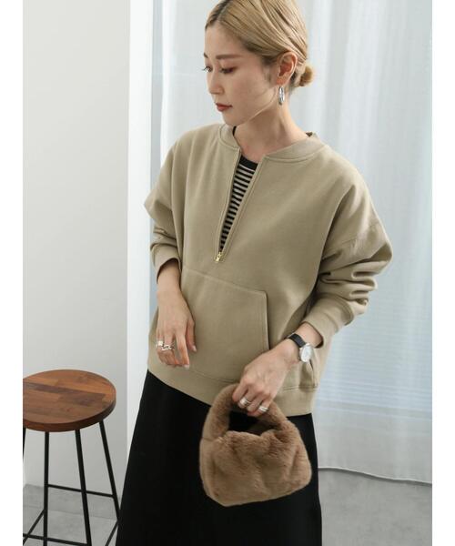 Samansa Mos2 blue（サマンサモスモスブルー）の「◎裏起毛ハーフジッププルオーバー（Tシャツ/カットソー・レディース・チャコールグレー/トップグレー/ベージュ・F）」の22枚目の写真