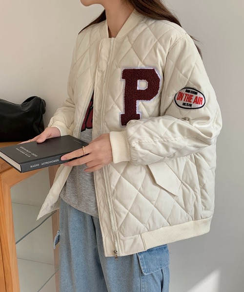 EPICKS（エピックス）の「サガラワッペンキルティングBIGスタジャン（スタジャン・レディース・ホワイト/グレー/ブラウン・L/S/M）」の6枚目の写真