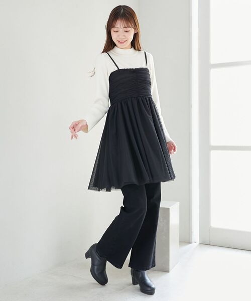 MAJESTIC LEGON（マジェスティックレゴン）の「フロントギャザーチュールビスチェ（ベスト・レディース・ブラック/ブルー/アイボリー・MEDIUM）」の5枚目の写真