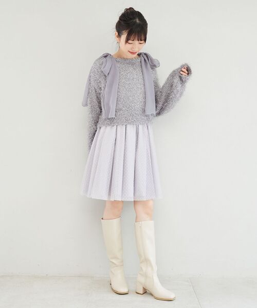 MAJESTIC LEGON（マジェスティックレゴン）の「フロントギャザーチュールビスチェ（ベスト・レディース・ブラック/ブルー/アイボリー・MEDIUM）」の12枚目の写真