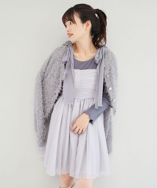 MAJESTIC LEGON（マジェスティックレゴン）の「フロントギャザーチュールビスチェ（ベスト・レディース・ブラック/ブルー/アイボリー・MEDIUM）」の15枚目の写真