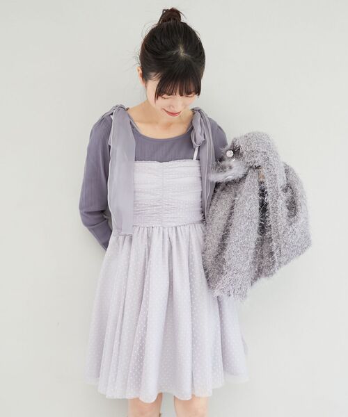 MAJESTIC LEGON（マジェスティックレゴン）の「フロントギャザーチュールビスチェ（ベスト・レディース・ブラック/ブルー/アイボリー・MEDIUM）」の16枚目の写真