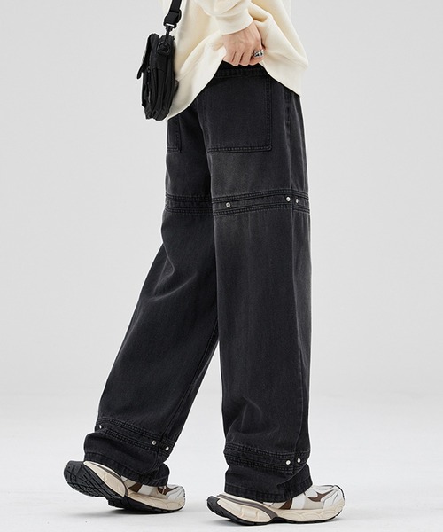 横切り替えカシメルーズストレートデニムパンツ（デニムパンツ）｜HOOK（フック）