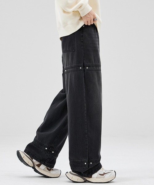 横切り替えカシメルーズストレートデニムパンツ（デニムパンツ）｜HOOK（フック）