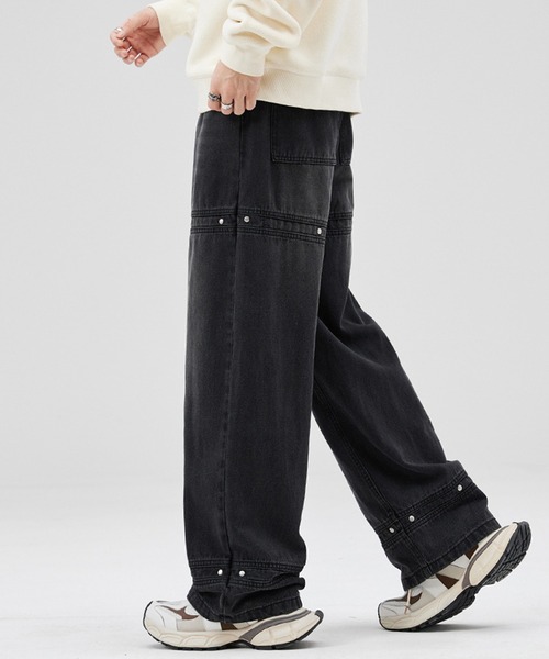 横切り替えカシメルーズストレートデニムパンツ（デニムパンツ）｜HOOK（フック）